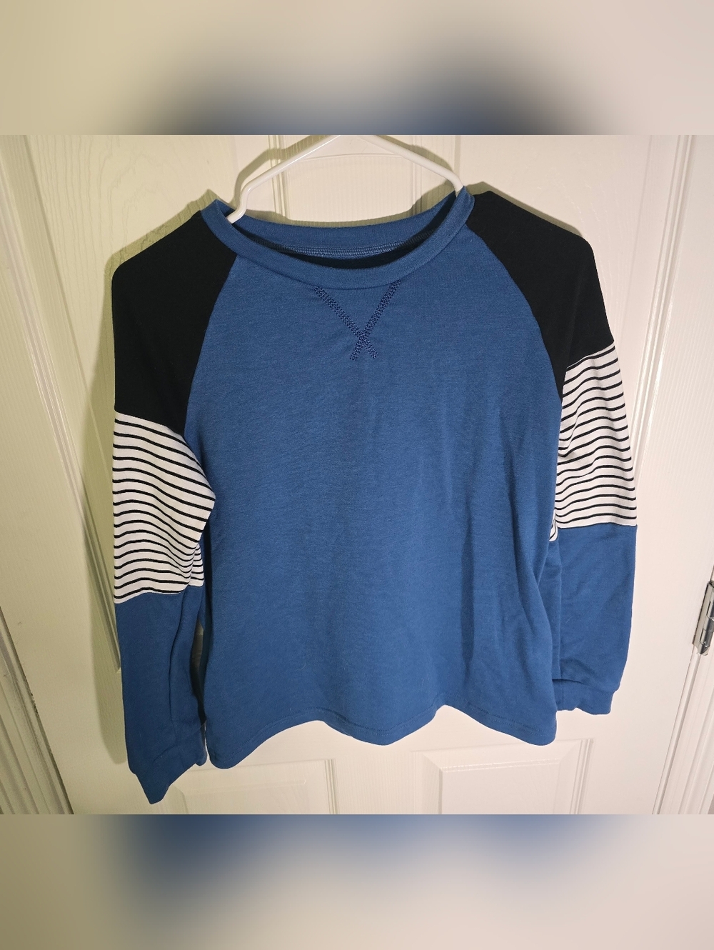Girls Blue Striped Long Sleeve Shirt with Pockets 12Y